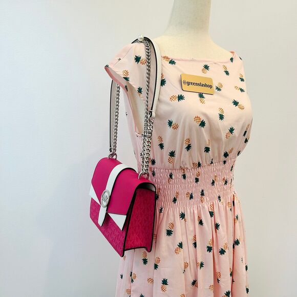 Michael Kors Purse Greenwich Small Signature Logo Crossbody Bag Dragonfruit - Picture 11 of 11